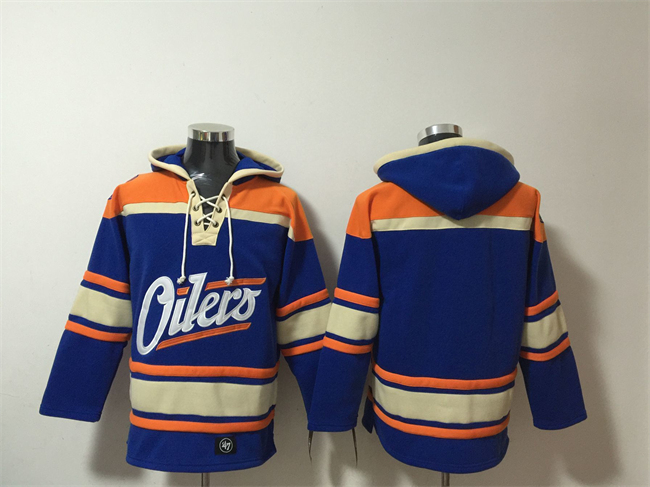 Men's Blue Edmonton Oilers #29 Leon Draisaitl Lace-Up Pullover Hoodie